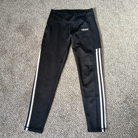 Adidas‎ Women's Black Leggings with White Stripes - Picture 4 of 16